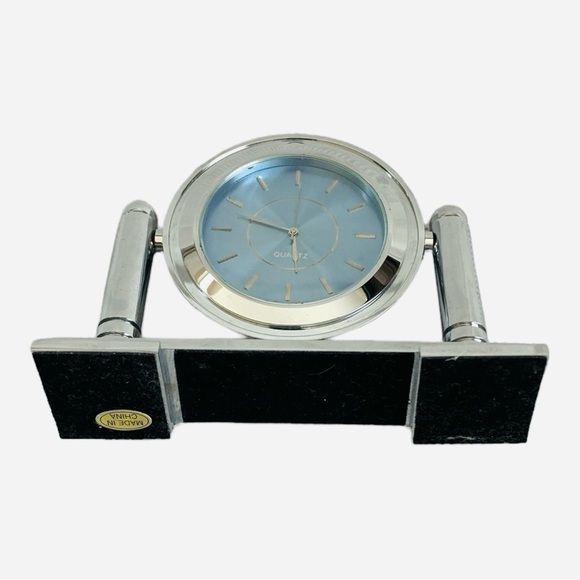 IBM Clock Chrome Swivel Desk Clock Blue Dial Clock Quartz Clock Gift - Picture 4 of 5